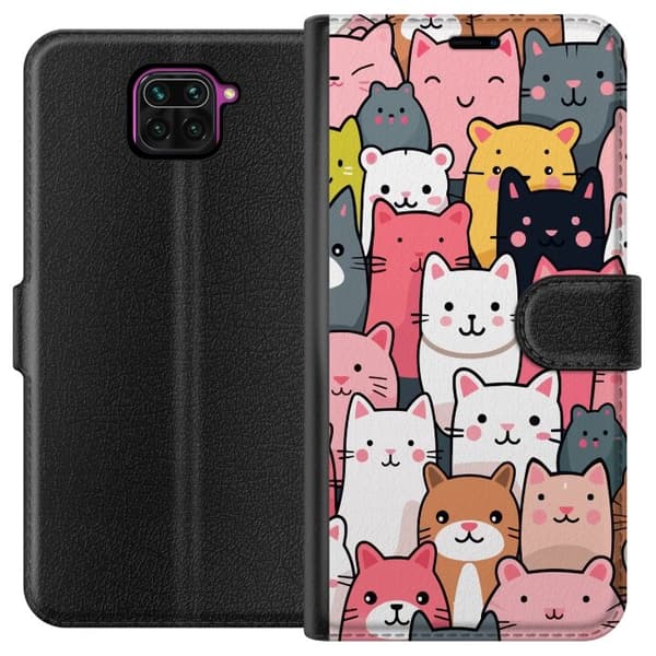 Tegnebogsetui til Xiaomi Redmi Note 9 med Katte mønster motiv