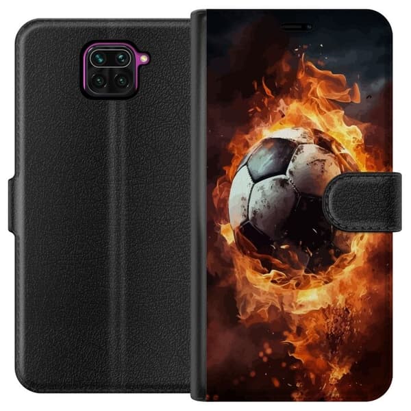 Tegnebogsetui til Xiaomi Redmi Note 9 med Fodbold motiv
