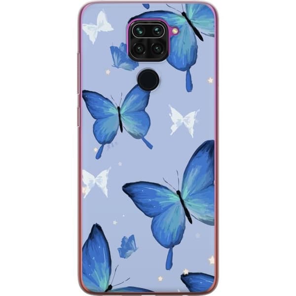 Kännykkäkuori Xiaomi Redmi Note 9-laitteelle, jossa on Sinisiä perhosia kuvio