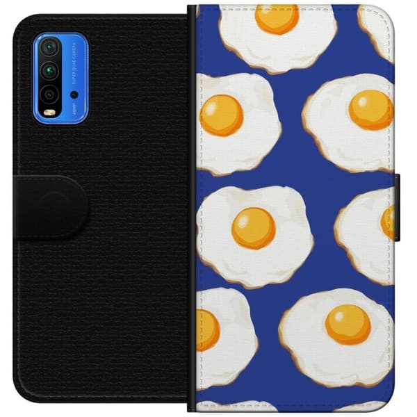 Tegnebogsetui til Xiaomi Redmi Note 9 4G med Stegte æg motiv