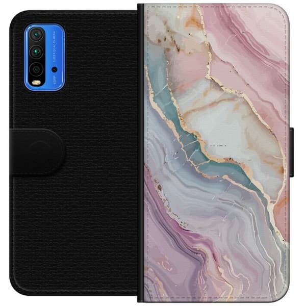 Lompakkokotelo Xiaomi Redmi Note 9 4G-laitteelle, jossa on Marmori kuvio