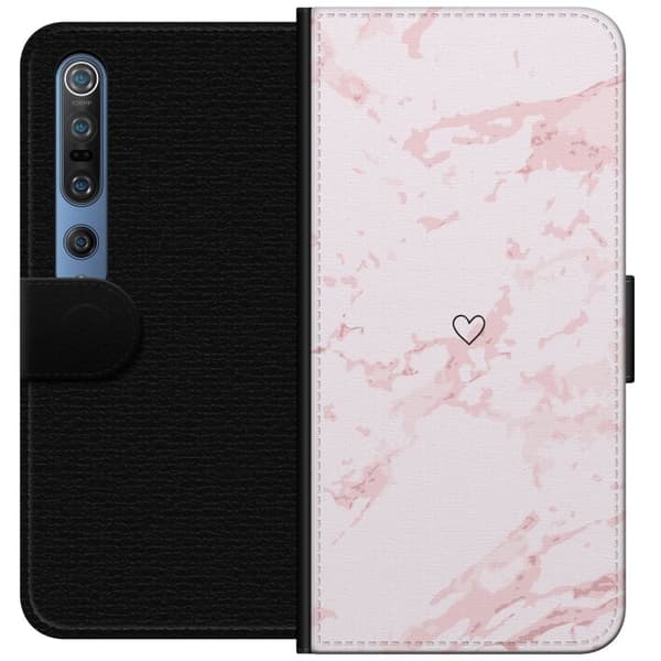 Lompakkokotelo Xiaomi Mi 10 Pro 5G-laitteelle, jossa on Roosa Sydän kuvio