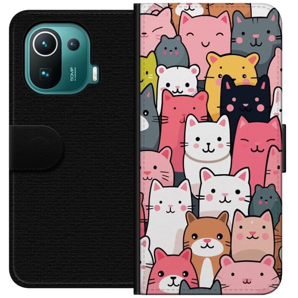 Tegnebogsetui til Xiaomi Mi 11 Pro med Katte mønster motiv