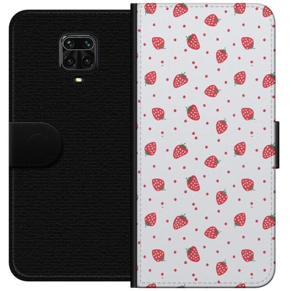Lommeboketui til Xiaomi Redmi Note 9 Pro med Jordbær motiv