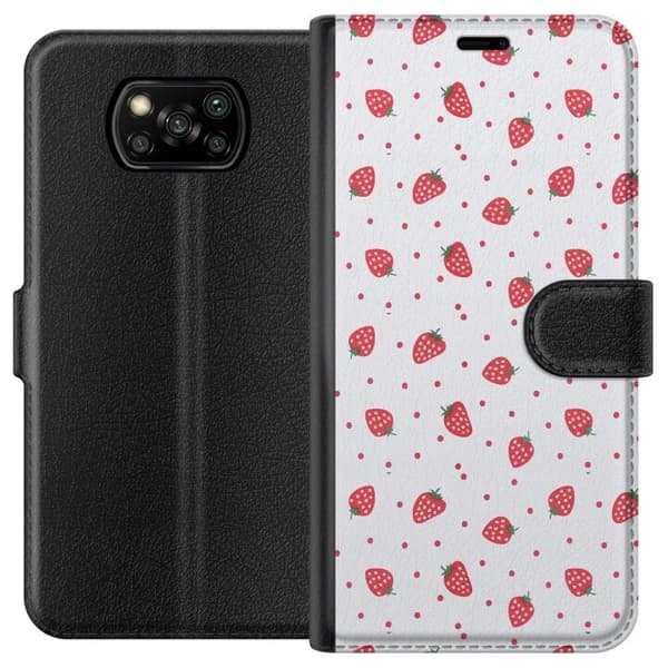 Plånboksfodral till Xiaomi Poco X3 NFC med Jordgubbar motiv