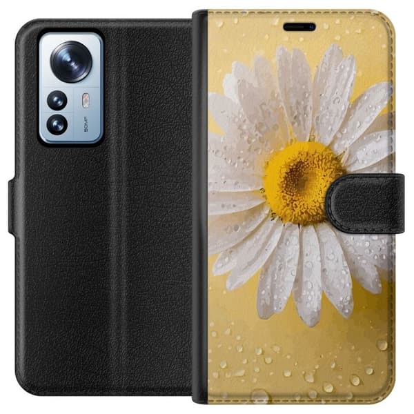 Tegnebogsetui til Xiaomi 12 Pro med Porcelænsblomst motiv