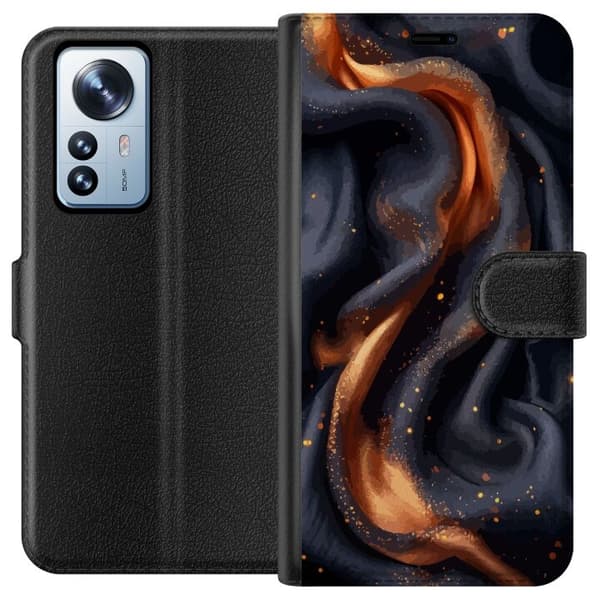 Tegnebogsetui til Xiaomi 12 Pro med Brandigt silke motiv