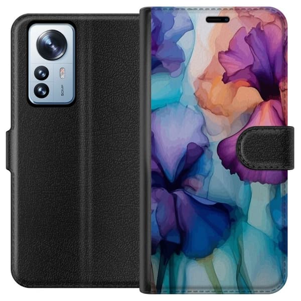 Plånboksfodral till Xiaomi 12 Pro med Magiska blommor motiv