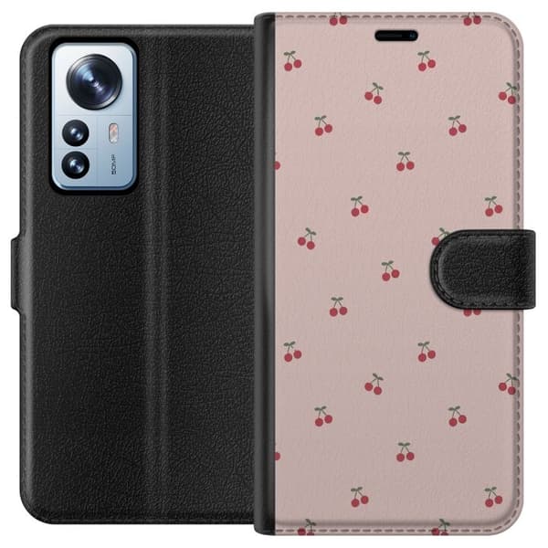 Tegnebogsetui til Xiaomi 12 Pro med Kirsebær motiv