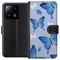 Miniatyrbillede 1 af 4: Tegnebogsetui til Xiaomi 13 Pro med Blå sommerfugle motiv