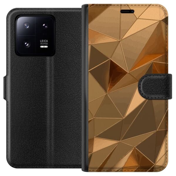 Plånboksfodral till Xiaomi 13 Pro med 3D Guld motiv