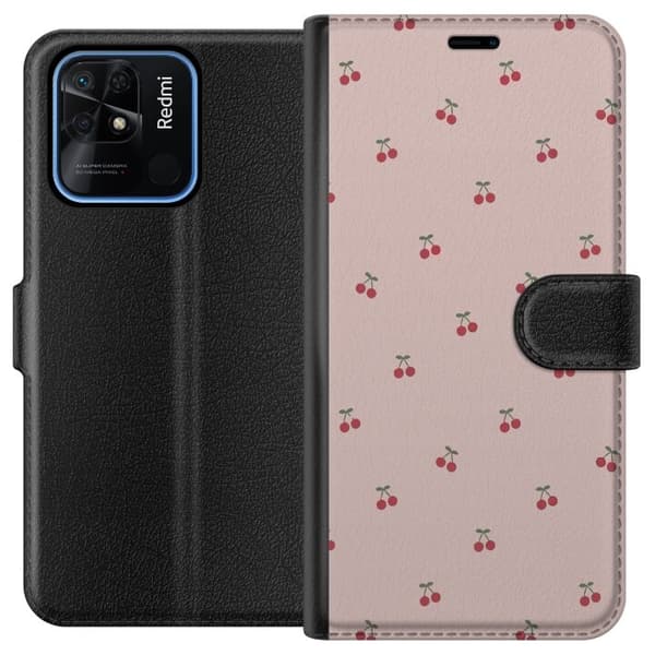 Tegnebogsetui til Xiaomi Redmi 10C med Kirsebær motiv