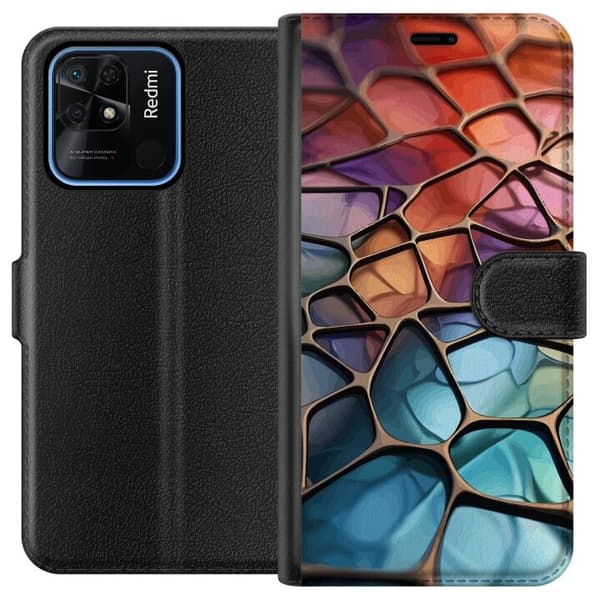 Plånboksfodral till Xiaomi Redmi 10C med Metalliskt mönster motiv