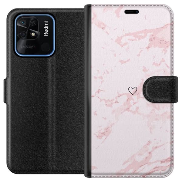 Plånboksfodral till Xiaomi Redmi 10C med Rosa Hjärta motiv