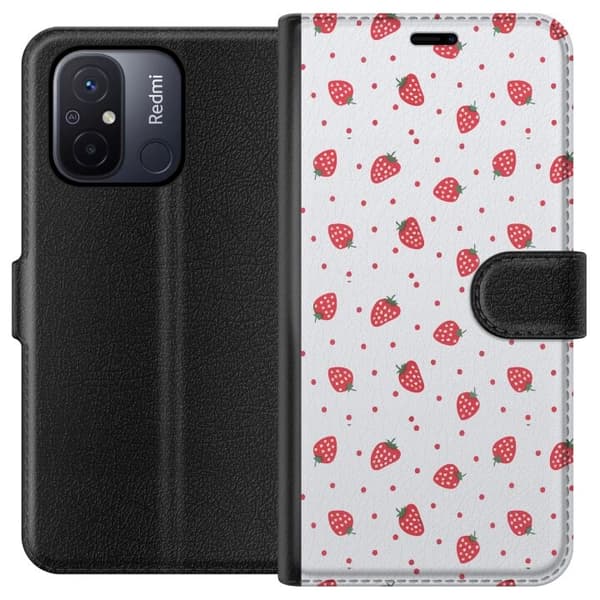 Plånboksfodral till Xiaomi Redmi 12C med Jordgubbar motiv
