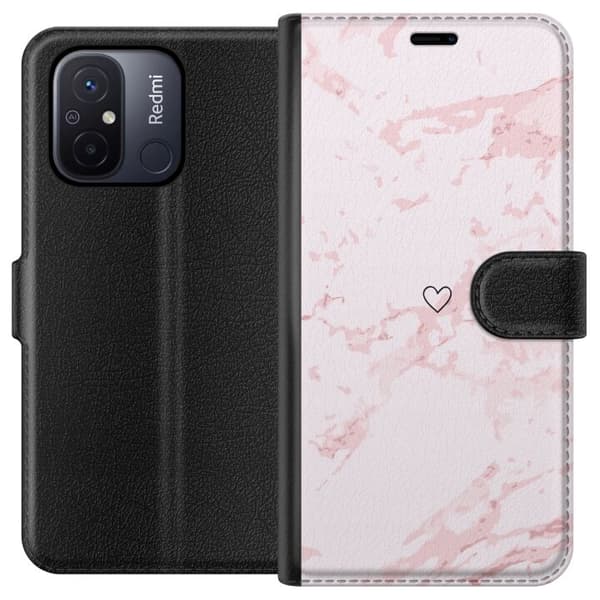 Plånboksfodral till Xiaomi Redmi 12C med Rosa Hjärta motiv