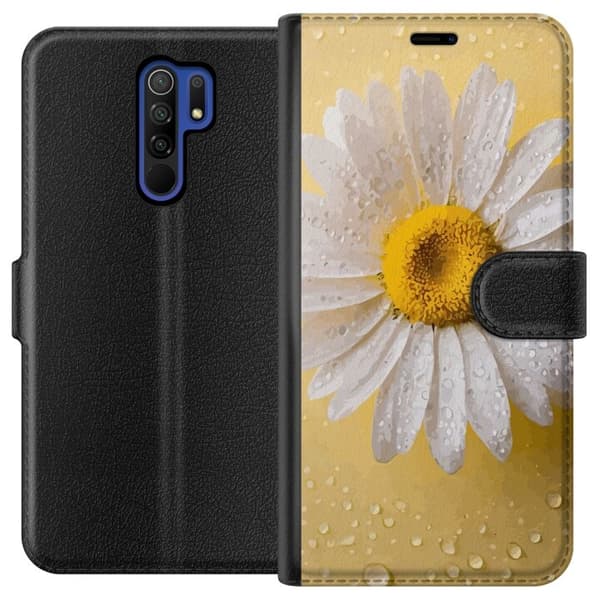 Tegnebogsetui til Xiaomi Redmi 9 med Porcelænsblomst motiv
