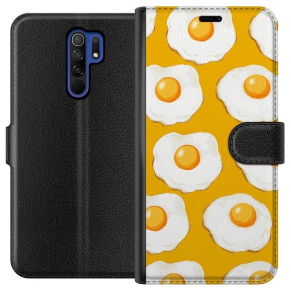 Tegnebogsetui til Xiaomi Redmi 9 med Stegt æg motiv