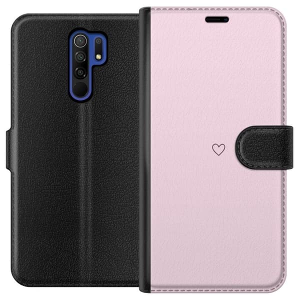 Tegnebogsetui til Xiaomi Redmi 9 med Hjerte motiv