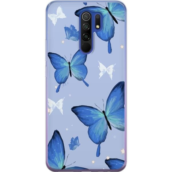 Kännykkäkuori Xiaomi Redmi 9-laitteelle, jossa on Sinisiä perhosia kuvio