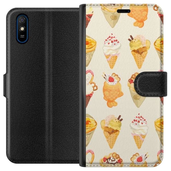 Lompakkokotelo Xiaomi Redmi 9A-laitteelle, jossa on Lasinen kuvio