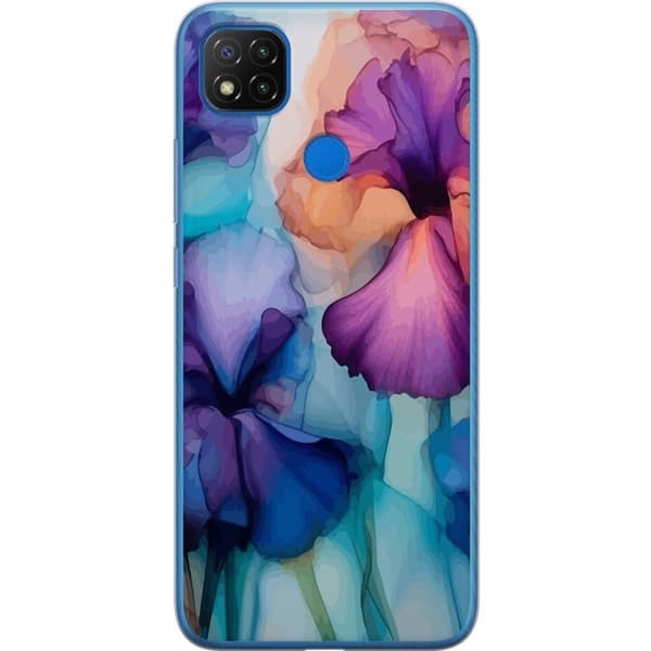 Kännykkäkuori Xiaomi Redmi 9C-laitteelle, jossa on Maagiset kukat kuvio