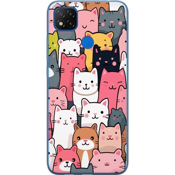 Kännykkäkuori Xiaomi Redmi 9C NFC-laitteelle, jossa on Kissan kuviointi kuvio