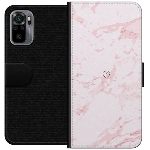 Tegnebogsetui til Xiaomi Redmi Note 10S med Rosa Hjerte motiv