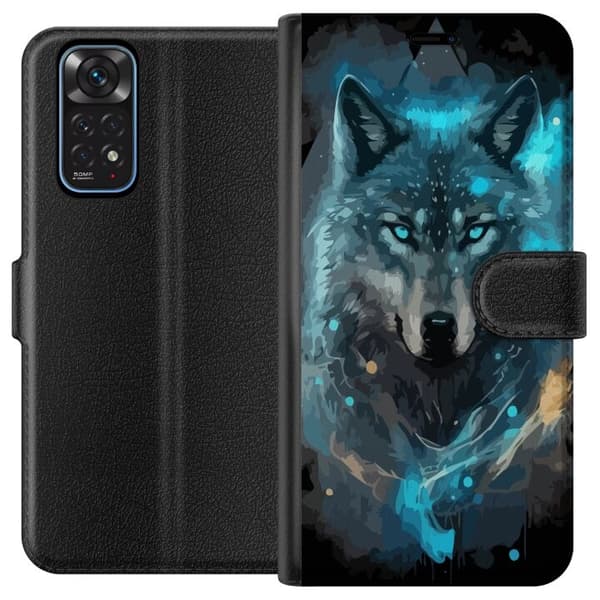Tegnebogsetui til Xiaomi Redmi Note 11 med Ulve motiv