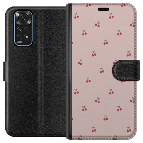 Lompakkokotelo Xiaomi Redmi Note 11-laitteelle, jossa on Kirsikka kuvio