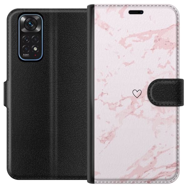 Tegnebogsetui til Xiaomi Redmi Note 11 med Rosa Hjerte motiv