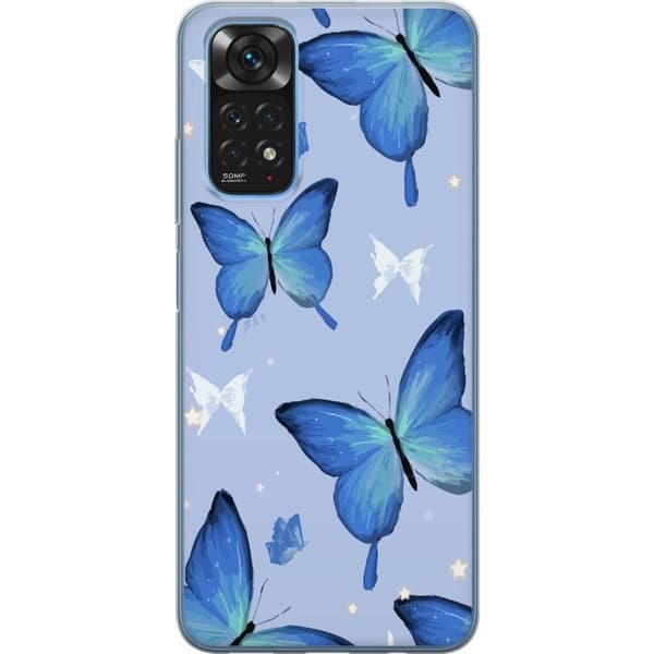 Mobilskal till Xiaomi Redmi Note 11S med Blå fjärillar motiv