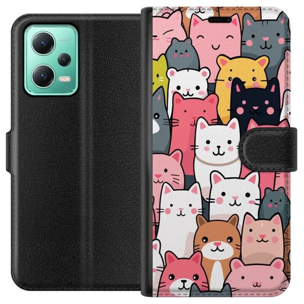 Plånboksfodral till Xiaomi Redmi Note 12 med Kattmönster motiv