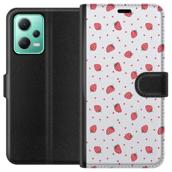 Plånboksfodral till Xiaomi Redmi Note 12 med Jordgubbar motiv