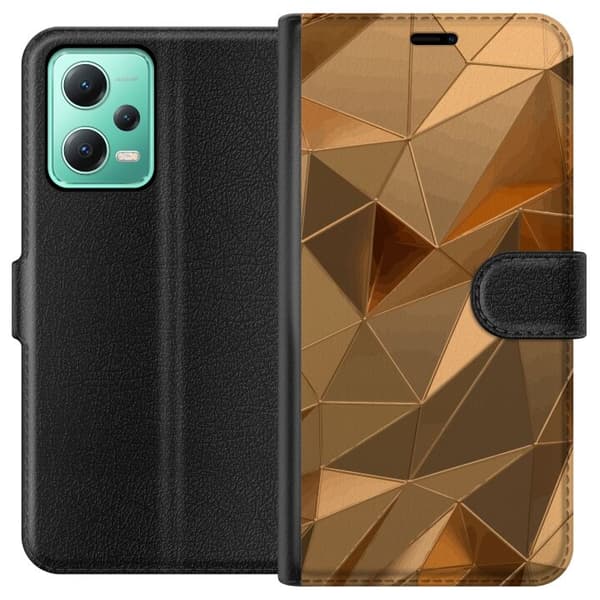 Plånboksfodral till Xiaomi Redmi Note 12 med 3D Guld motiv