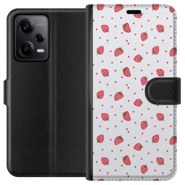 Plånboksfodral till Xiaomi Redmi Note 12 Pro med Jordgubbar motiv