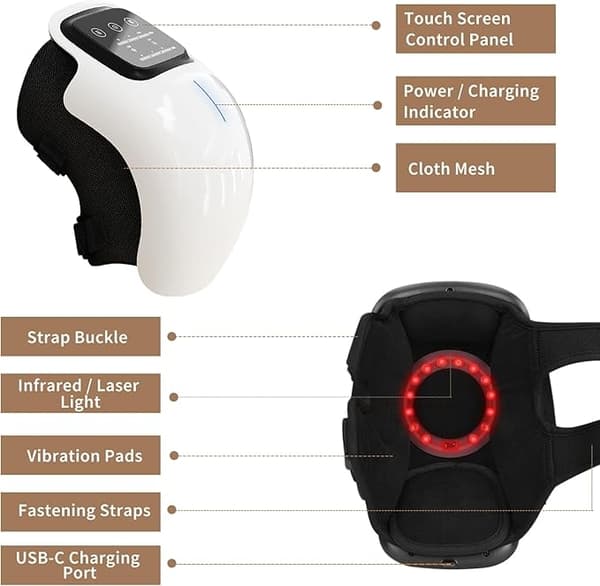 Trådlös Knämassager med Infraröd Värme Lindra smärta