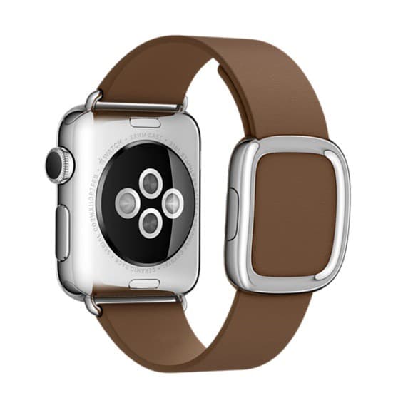 Modern Silver Buckle Läderarmband till Apple Watch 42mm