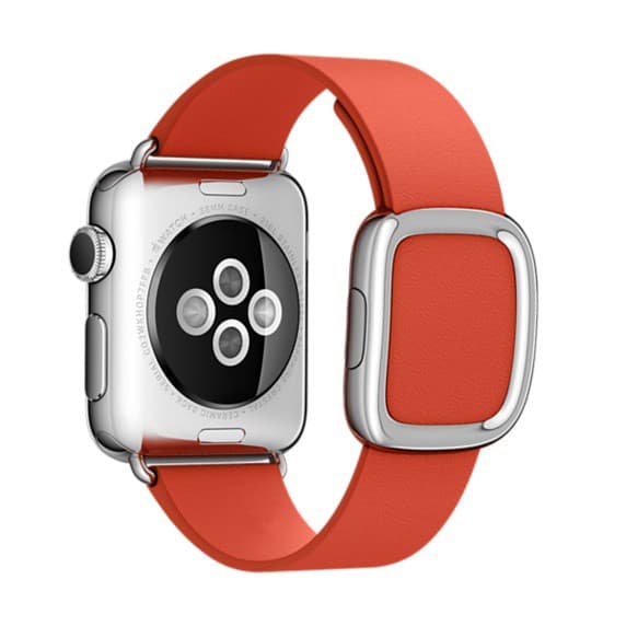 Modern Silver Buckle Läderarmband till Apple Watch 42mm