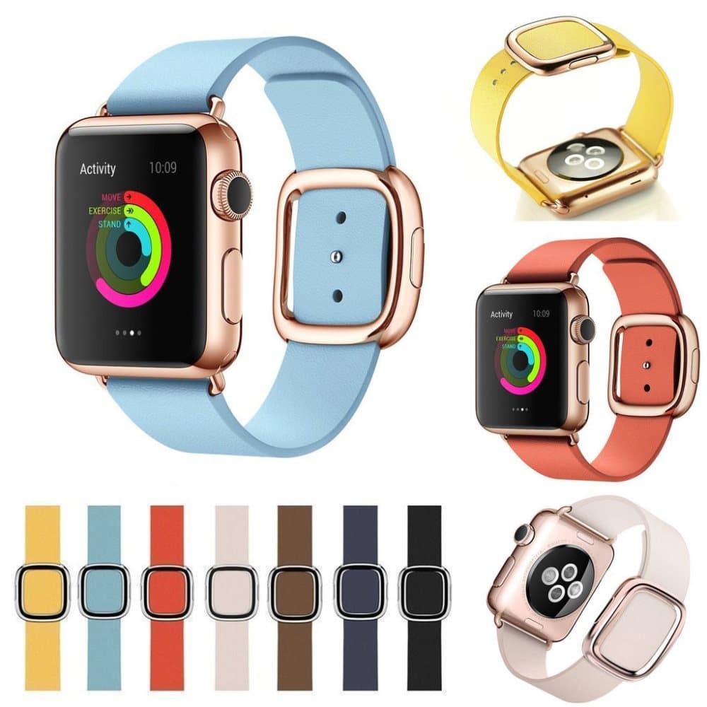 Modern Rosegold Buckle Läderarmband till Apple Watch 38mm