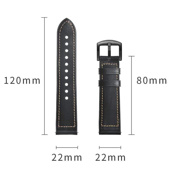 INF Klokkereim i sort lær til Samsung Gear S3 Classic, Frontier, Galaxy Watch 22 mm