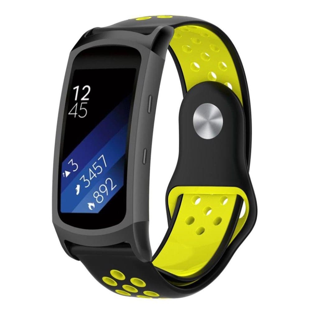 Samsung Gear Fit2 Pro to farvet blød silikone urrem - Sort /