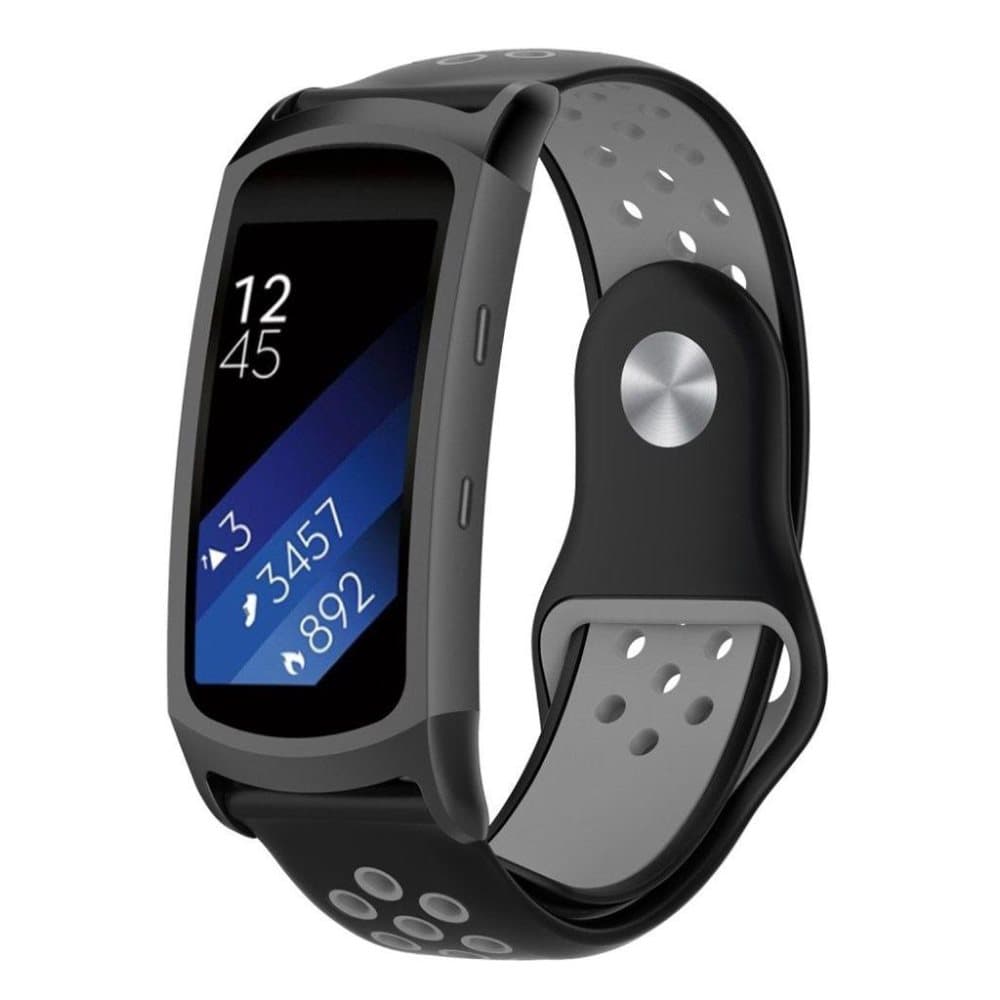Samsung Gear Fit2 Pro to farvet blød silikone urrem - Sort /