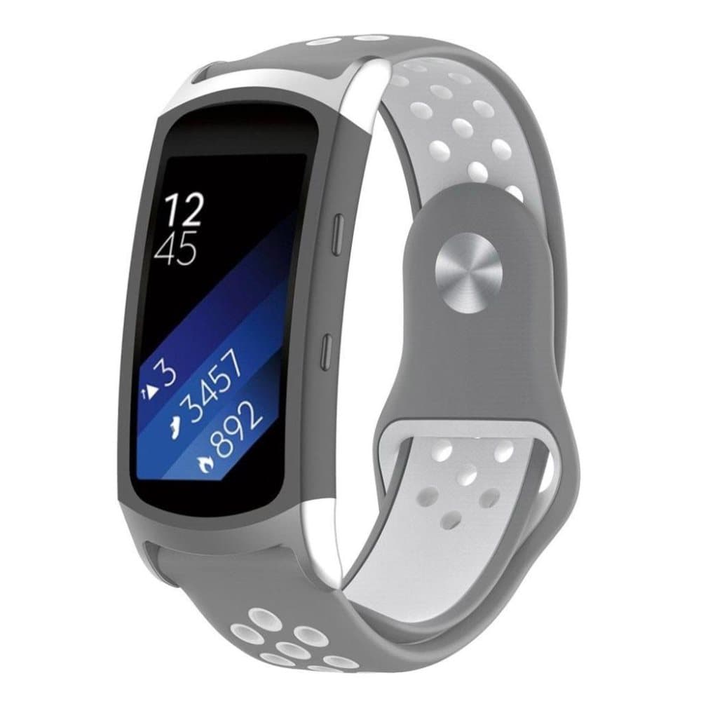 Samsung Gear Fit2 Pro to farvet blød silikone urrem - Grå /