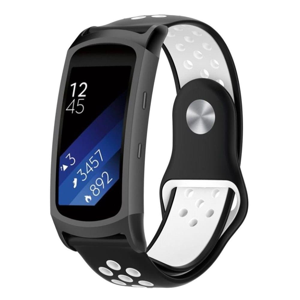 Samsung Gear Fit2 Pro to farvet blød silikone urrem - Sort /