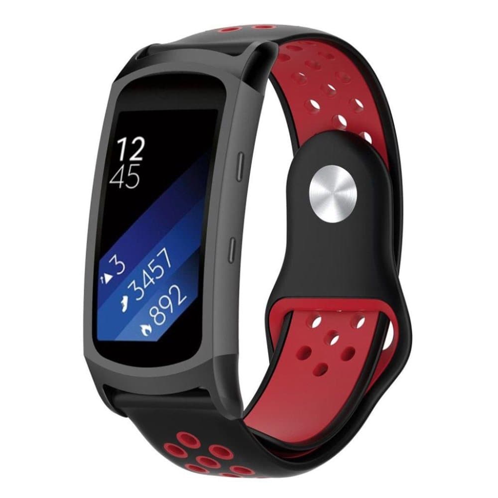 Samsung Gear Fit2 Pro to farvet blød silikone urrem - Sort /