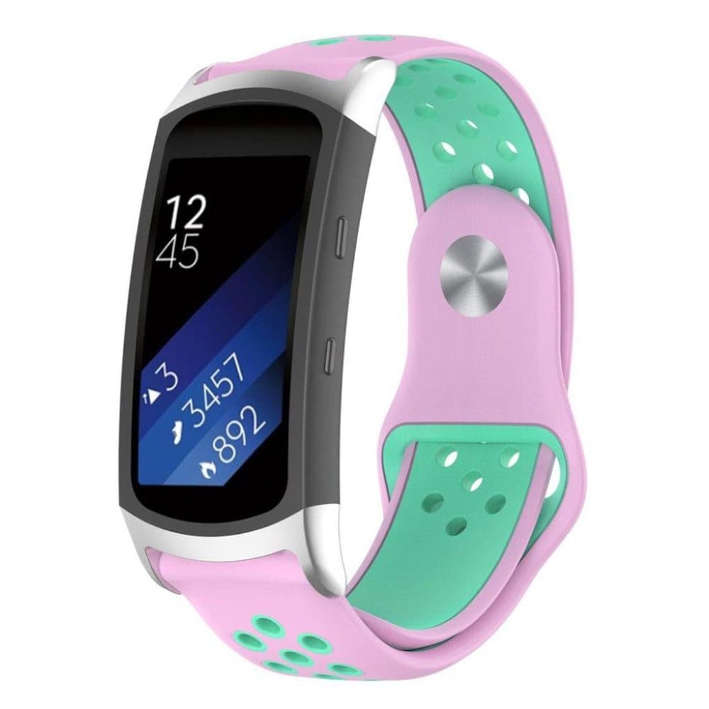 Samsung Gear Fit2 Pro to farvet blød silikone urrem - Lyserø