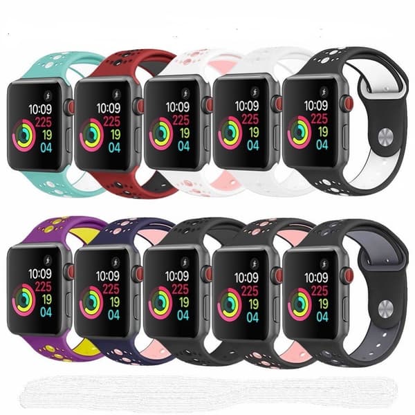 För Apple Watch 42/44mm  silikon Sport klockarmband Marinblå