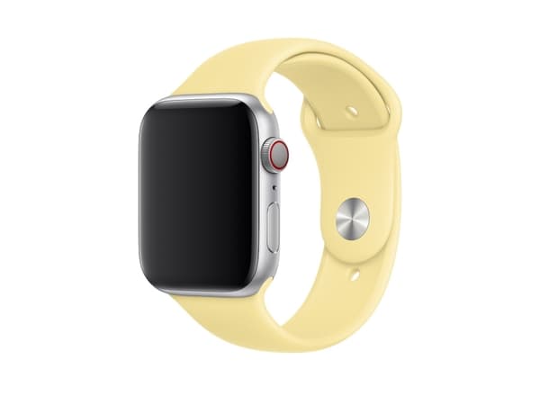 Apple 44mm Sport Band - Klokkestropp for smart armbåndsur - størrelse S/M og M/L - sitronkrem - for Watch Hermès Series 7, Hermès Series 9, Series 10