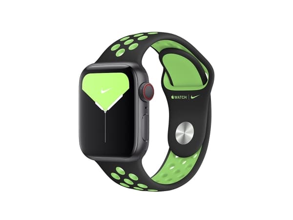 Apple 40mm Nike Sport Band - KlocKräm för smart klocka - storlek S/M och M/L - svart/kalkblast - för Watch Hermès Series 7, Hermès Series 9, Nike Ser